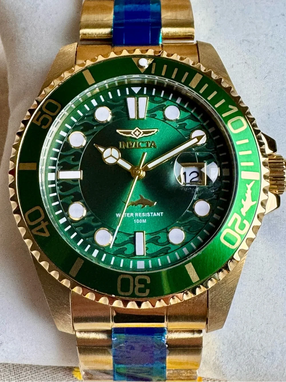 Invicta Pro Diver Green/Gold 43mm Quartz Watch NWT